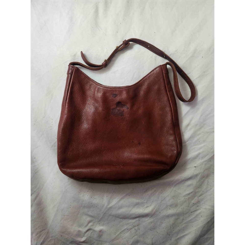 Y2K Genuine Leather Slouchy Hobo Bag Brown Shoulder Purse Minimalist Soft